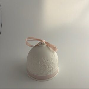 1991 Lladro Spring Bell Matte Finish Christmas Bell in White and light pink